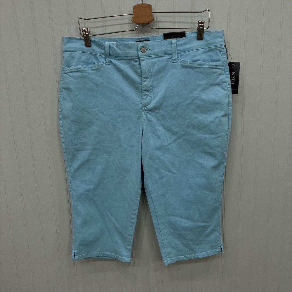 NWT NYDJ Kaelin Skimmer Pants Womens 16 Aqua Blue Stretch Denim Capris $88